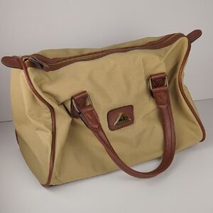 JORDACHE Vintage Travel Bag Tan Brown Nylon Leather Small